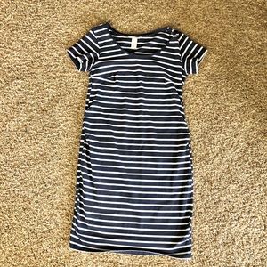 H&M maternity navy striped stretchy dress
